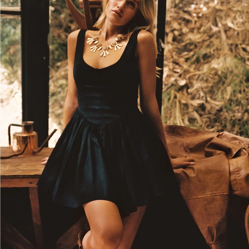 12th Tribe Black Asymmetrical Mini Dress